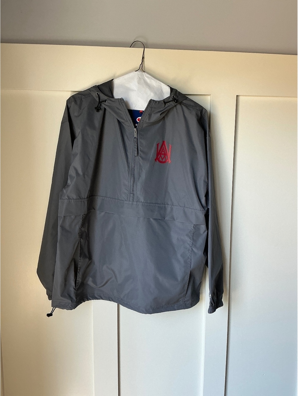 Champion Packable Gray Pullover Windbreaker Jacket XL